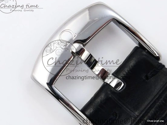 1218 TopPick De Ville Date SS MKF 1:1 Best Edition Black Dial Roman Marker on Black Leather Strap A 7743